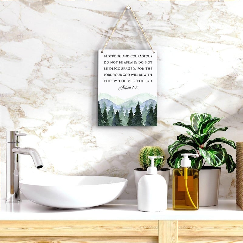 BELLOWDEER Inspirational Decor Be Strong and Courageous Joshua 1:9 Scripture Wooden Hanging Sign Christian Gift for Baby Kids Girl Boy Nursery Teen Room Bible Verse Wall Art 8 x 10 Inches - Image 5